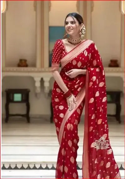 Beautiful Banarasi Silk Women Saree with Blouse Piece