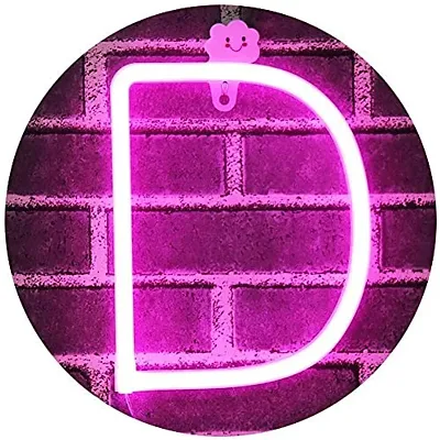 SATYAM KRAFT Marquee Alphabet Shaped Letter-D Neon LED Light for Romantic Gift, Room Surprise Decor, Home Decoration, Night Light Lamp, Any Occasion Decorative Light and Wall Lamp (Pink)(Letter-D)