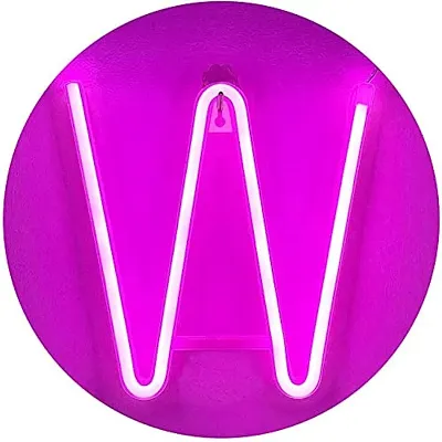 SATYAM KRAFT Marquee Alphabet Shaped Letter-W Neon Led Light for Romantic Gift, Room Surprise Decor, Home Decoration, Night Light Lamp, Any Occasion Decorative Light and Wall Lamp (Pink, 1 Piece) (Letter-W)