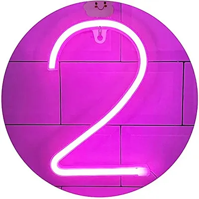 SATYAM KRAFT Marquee Alphabet Shaped Number-2 Neon LED Light and Wall Lamp, Pink