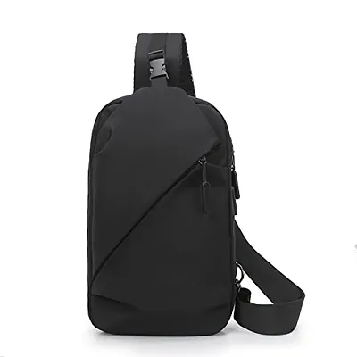 SATYAM KRAFT Multipurpose Crossbody Shoulder Bag with Three Main Zipper Pockets Water Proof Bag for Office, Business , Travel, Backpack (Pack of 1) (Black).