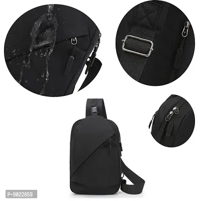 SATYAM KRAFT Multipurpose Crossbody Shoulder Bag with Three Main Zipper Pockets Water Proof Bag for Office, Business , Travel, Backpack (Pack of 1) (Black).-thumb3