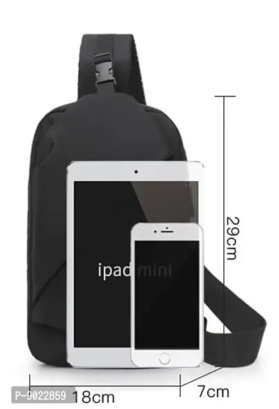 SATYAM KRAFT Multipurpose Crossbody Shoulder Bag with Three Main Zipper Pockets Water Proof Bag for Office, Business , Travel, Backpack (Pack of 1) (Black).-thumb2