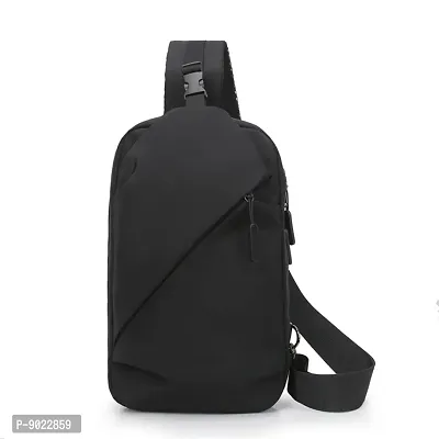 SATYAM KRAFT Multipurpose Crossbody Shoulder Bag with Three Main Zipper Pockets Water Proof Bag for Office, Business , Travel, Backpack (Pack of 1) (Black).-thumb0