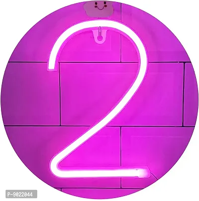 SATYAM KRAFT Marquee Alphabet Shaped Number-2 Neon LED Light and Wall Lamp, Pink-thumb0
