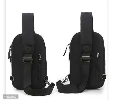 SATYAM KRAFT Multipurpose Crossbody Shoulder Bag with Three Main Zipper Pockets Water Proof Bag for Office, Business , Travel, Backpack (Pack of 1) (Black).-thumb5