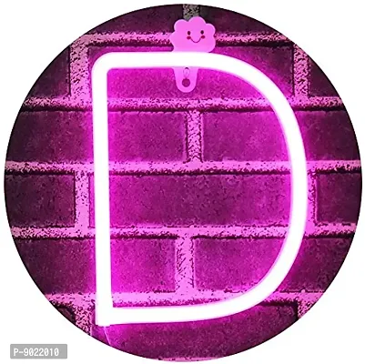 SATYAM KRAFT Marquee Alphabet Shaped Letter-D Neon LED Light for Romantic Gift, Room Surprise Decor, Home Decoration, Night Light Lamp, Any Occasion Decorative Light and Wall Lamp (Pink)(Letter-D)-thumb0