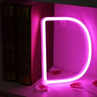 SATYAM KRAFT Marquee Alphabet Shaped Letter-D Neon LED Light for Romantic Gift, Room Surprise Decor, Home Decoration, Night Light Lamp, Any Occasion Decorative Light and Wall Lamp (Pink)(Letter-D)-thumb1