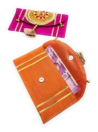SATYAM KRAFT 2 Pcs Gifting Shagun Fabric Material Traditional Design Multi Purpose Envelope Lifafa Cover With Different Color, Useful In Occations Like Birthday, Anniversary, Rakshabandhan, Diwali, New Year, All Festivals And Money Gifting (Pack of 2)-thumb4