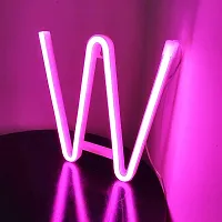 SATYAM KRAFT Marquee Alphabet Shaped Letter-W Neon Led Light for Romantic Gift, Room Surprise Decor, Home Decoration, Night Light Lamp, Any Occasion Decorative Light and Wall Lamp (Pink, 1 Piece) (Letter-W)-thumb2