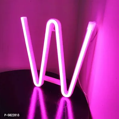 SATYAM KRAFT Marquee Alphabet Shaped Letter-W Neon Led Light for Romantic Gift, Room Surprise Decor, Home Decoration, Night Light Lamp, Any Occasion Decorative Light and Wall Lamp (Pink, 1 Piece) (Letter-W)-thumb3