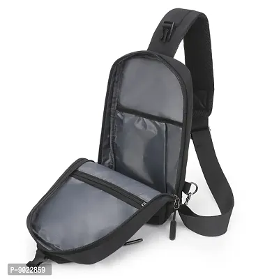 SATYAM KRAFT Multipurpose Crossbody Shoulder Bag with Three Main Zipper Pockets Water Proof Bag for Office, Business , Travel, Backpack (Pack of 1) (Black).-thumb4