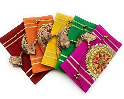 SATYAM KRAFT 2 Pcs Gifting Shagun Fabric Material Traditional Design Multi Purpose Envelope Lifafa Cover With Different Color, Useful In Occations Like Birthday, Anniversary, Rakshabandhan, Diwali, New Year, All Festivals And Money Gifting (Pack of 2)-thumb3