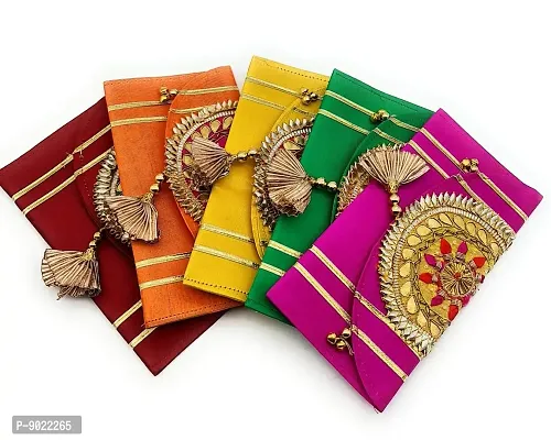 SATYAM KRAFT 2 Pcs Gifting Shagun Fabric Material Traditional Design Multi Purpose Envelope Lifafa Cover With Different Color, Useful In Occations Like Birthday, Anniversary, Rakshabandhan, Diwali, New Year, All Festivals And Money Gifting (Pack of 2)-thumb4