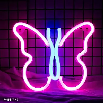 1 Pcs Butterfly Neon Colorful LED Light for Home Decoration, Brighten Up Your Living Space, Also Used in Parties as Decoration (Blue and Pink Color, 1 Piece)-thumb0