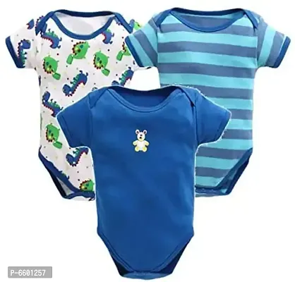 Stylish Cotton Self Pattern Sleep Set Rompers For Infants- Pack Of 3-thumb0