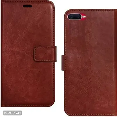 Coverview Flip Cover for Realme C2, Oppo A1K - Cherry Brown