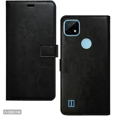 Coverview Flip Cover for Realme C21 - Charcoal Black