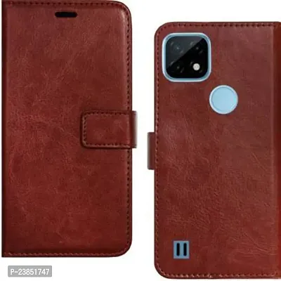 Coverview Flip Cover for Realme C21Y, realme C25Y - Cherry Brown-thumb0