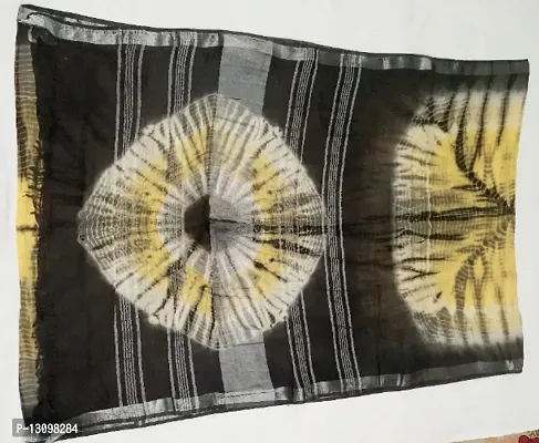 Shibori Print Pure Handloom Linen Saree with Blouse piece