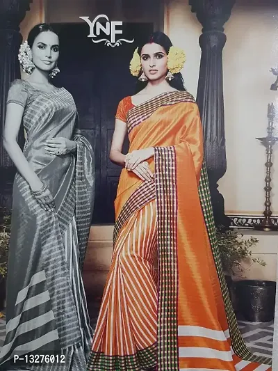 Orange colour bhagalpuri linen handloom saree