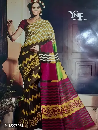 Multicoloured bhagalpuri linen handloom saree