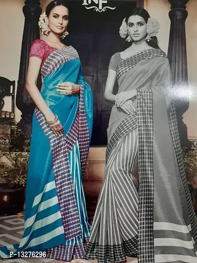 Blue colour bhagalpuri linen handloom saree-thumb0