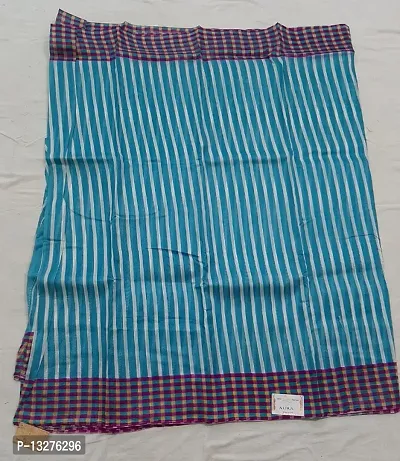 Blue colour bhagalpuri linen handloom saree-thumb3