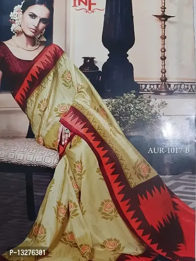 Multicoloured bhagalpuri linen handloom saree