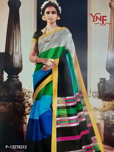 Multicoloured bhagalpuri linen handloom saree