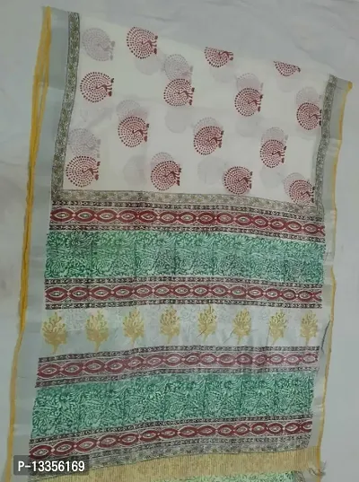 Kalamkari print pure linen  handloom saree