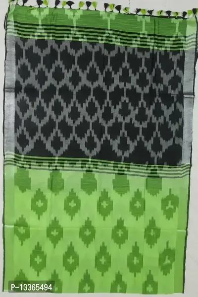 Original linen ikkat print handloom saree