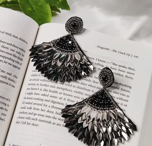 Elegant Alloy Feather Handmade Crystal Earrings For Women