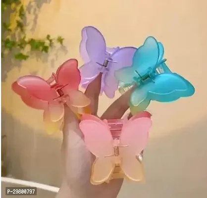 Women Double Layer Gradient Color Butterfly Hair Claw Clips Multicolor 4 pcs  Hair