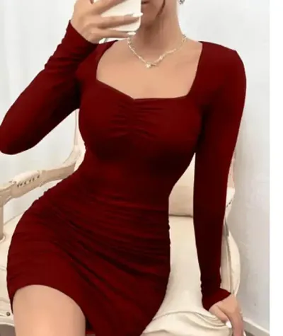 Stylish Lycra Solid Bodycon Dress For Women