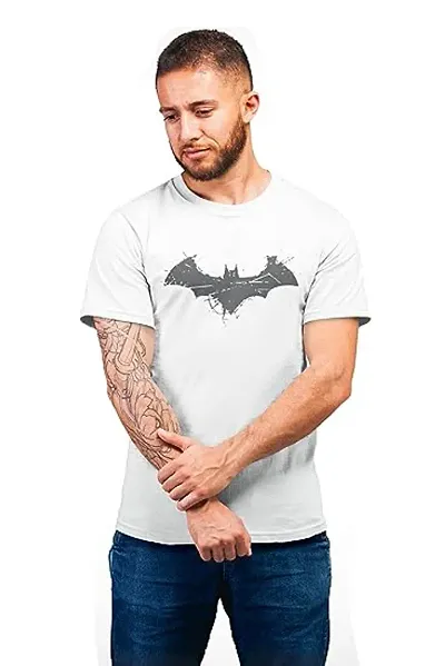 THE ELEGANT FASHION 100% Half Sleeves Round Neck Batman T-Shirt for Men