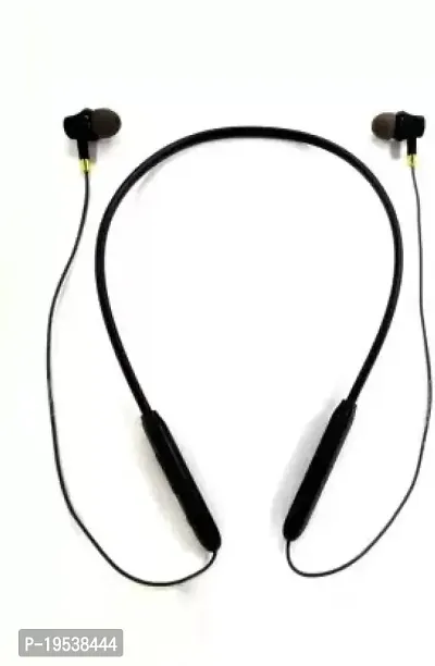 Stylish Black On-ear And Over-ear Bluetooth Wireless Neckband Headphones With Microphone