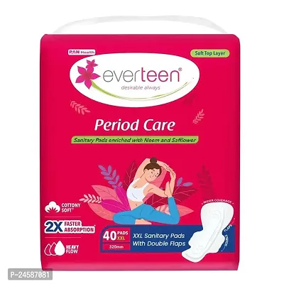 Everteen Period Care Sanitary Pads with Double Flaps, Neem and Safflower - 40 Pads-thumb0