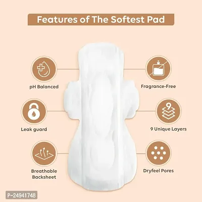 Natural Ultra - Thin Rash Free Cotton Sanitary Pads | Pad Quad Combo - 12 X 4 (48 pads) | Extra Large 330MM | Suitable For Normal-Sensitive Skin for Women | Wide Wings  With Hip Guards | With Paper D-thumb2