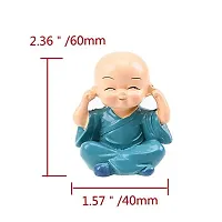 ANAB GI PVC Cute Cartoon Miniature Monks (4 Pcs Set, 6cm x 4cm, Multicolour)-thumb3