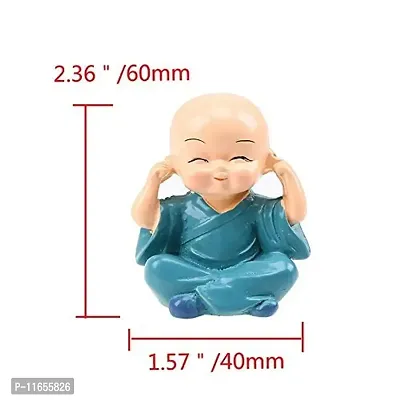 ANAB GI PVC Cute Cartoon Miniature Monks (4 Pcs Set, 6cm x 4cm, Multicolour)-thumb4