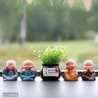 ANAB GI PVC Cute Cartoon Miniature Monks (4 Pcs Set, 6cm x 4cm, Multicolour)