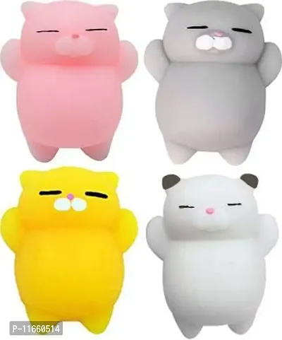 ANAB GI 4Pcs Kawaii Slow Rising Squishy Squeezen Cute Cats Mini Fidget Toy Stress Reliever Kids Toy Gift (White,Pink,Yellow and Grey) Bath Toy??(Multicolor)