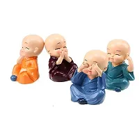 ANAB GI PVC Cute Cartoon Miniature Monks (4 Pcs Set, 6cm x 4cm, Multicolour)-thumb2