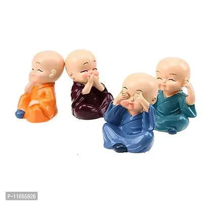 ANAB GI PVC Cute Cartoon Miniature Monks (4 Pcs Set, 6cm x 4cm, Multicolour)-thumb3