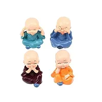 ANAB GI PVC Cute Cartoon Miniature Monks (4 Pcs Set, 6cm x 4cm, Multicolour)-thumb1