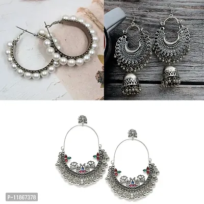 Beautiful handmade oxidised Earrings Combo Jewellery set Fashion Stylish Fancy Party Wear for Womens  Girls-thumb0