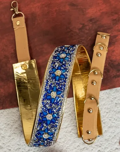 Saree Belt and Kamarband for Women. Latest Trend Fancy Belt with detailed Diamond Work. Adjustable Size Rubber Belt.