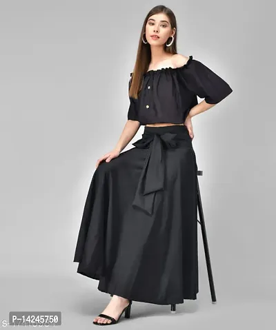 Womens Flared Skirt with Off Shoulder Crop Top