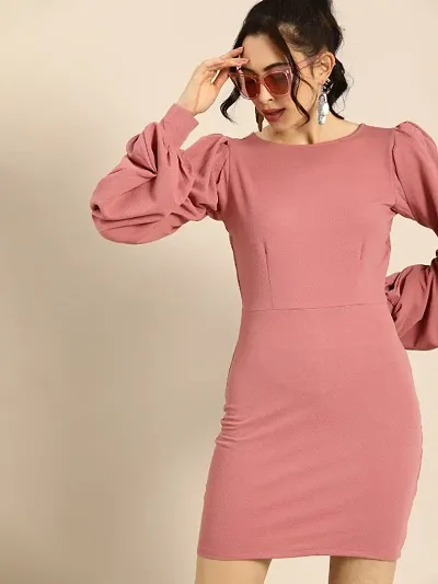 Elegant Balloon Puff Sleeves Bodycon Dress